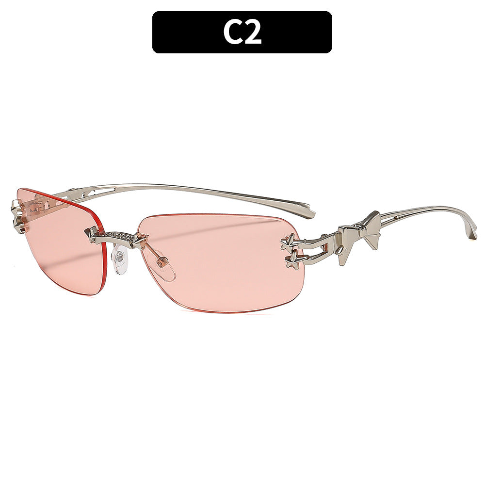 Trendy Y2K Star-Shape Sunglasses with Bow Accent