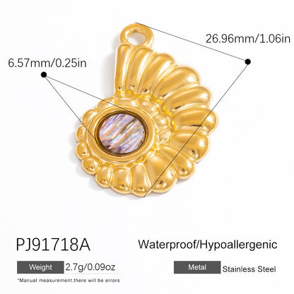 DIY Jewelry Accessories 18K Gold-Plated Stainless Steel Ocean-Inspired Bracelet Necklace Earring Pendant