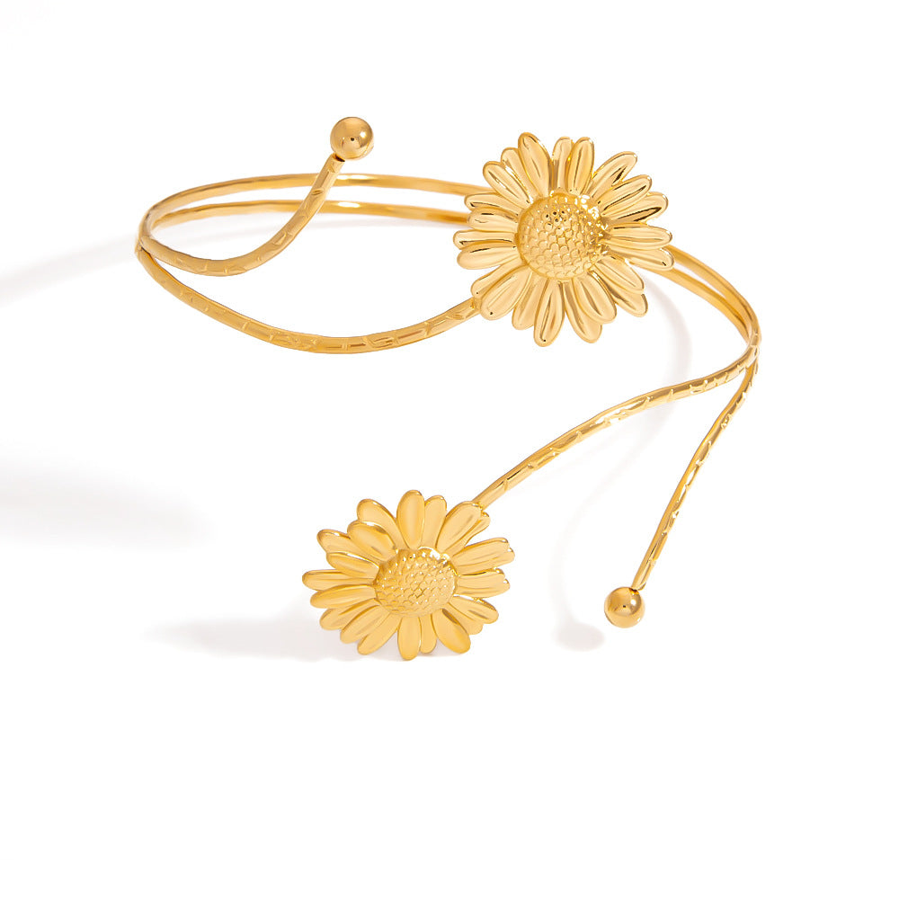 Stylish Stainless Steel Bangle Bracelet With 18K Gold Finish