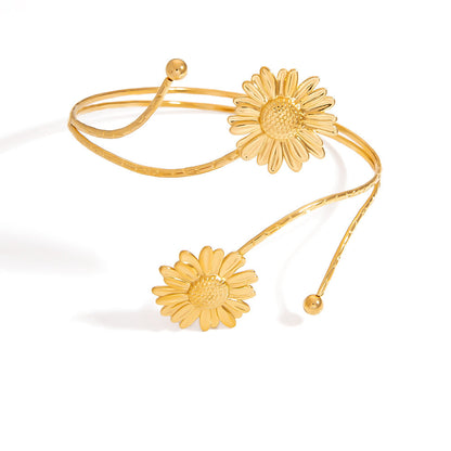 Stylish Stainless Steel Bangle Bracelet With 18K Gold Finish