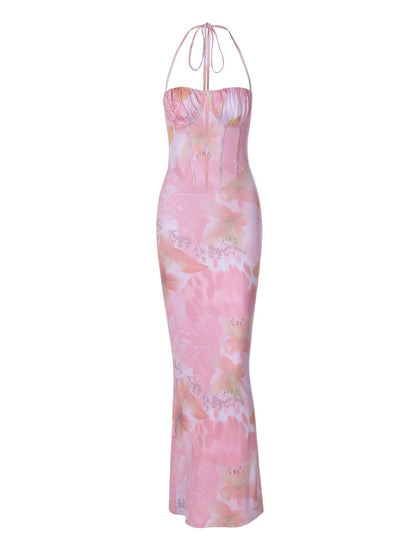 Stylish Floral Printed Strapless Mini Dress