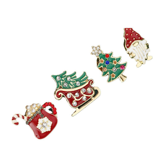 Trendy Rhinestone Cartoon Christmas Brooch