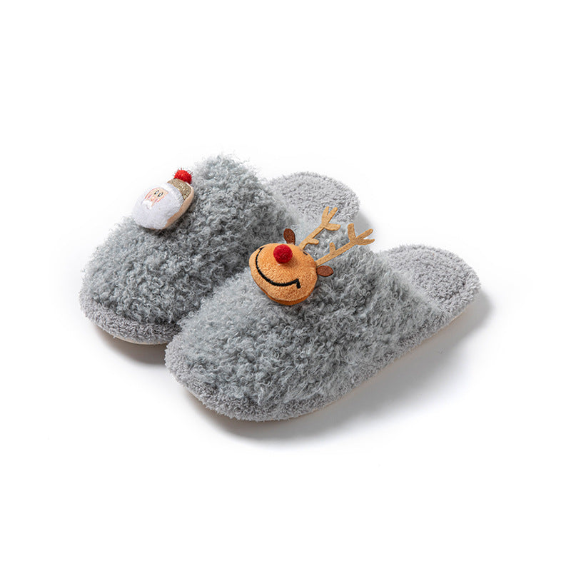 Fuzzy Fur Christmas Reindeer Indoor Slippers