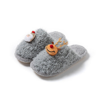 Fuzzy Fur Christmas Reindeer Indoor Slippers