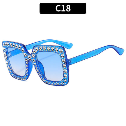 Colorful Bling Square Sunglasses Retro UV400 Protection