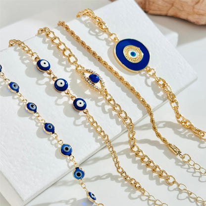 Bohemian Evil Eye Bracelets Set With Rhinestones