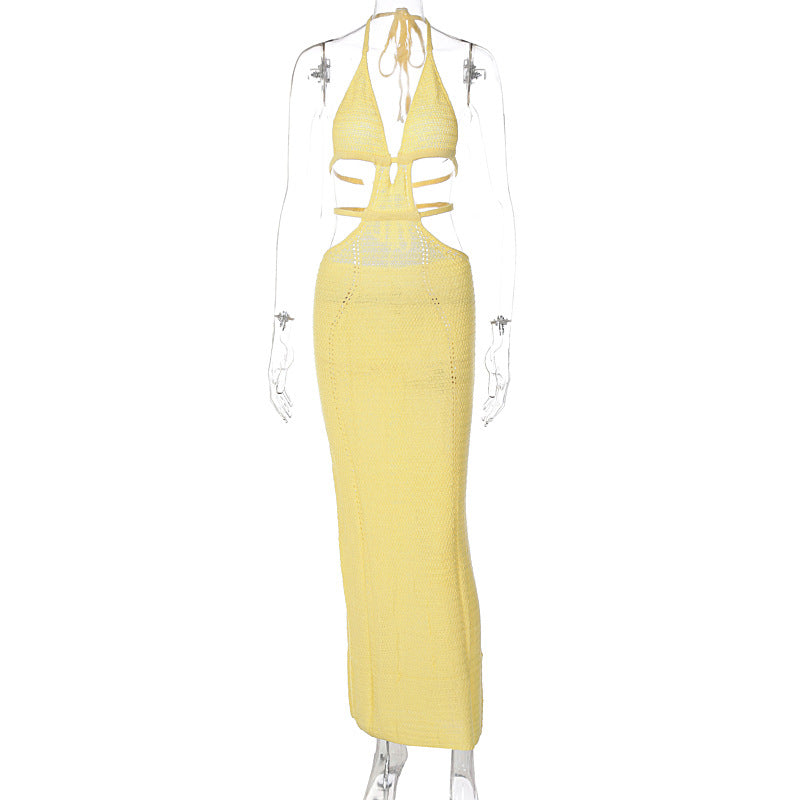 Sexy Street Style Halter Neck Cut-Out Dress for Women