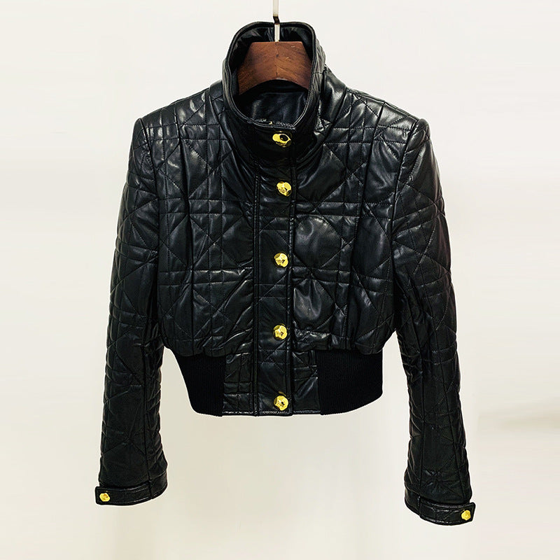 Slim Fit Short PU Leather Motorcycle Jacket