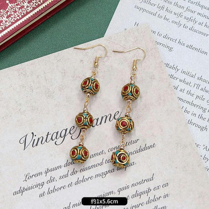 Original Niche Nepal Exotic Tibetan Ethnic Earrings Retro Temperament Simple Earrings Show Face Thin Earrings.