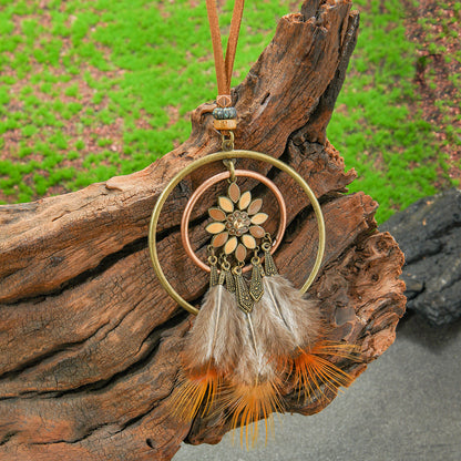 Colorful Feather Pendant Necklace Bohemian Style Butterfly Jewelry