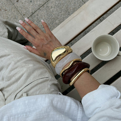 Trendy Geometric Resin Bracelet Elegant Alloy Bangle