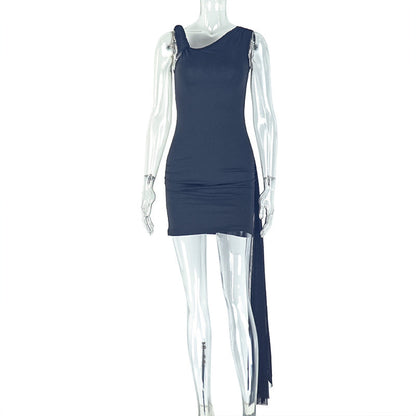 Asymmetrical Bodycon Dress Stylish Casual Solid Color