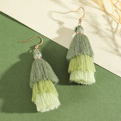 Bohemian Green Forest Earrings Set Artistic Vintage Style Geometric Accessories