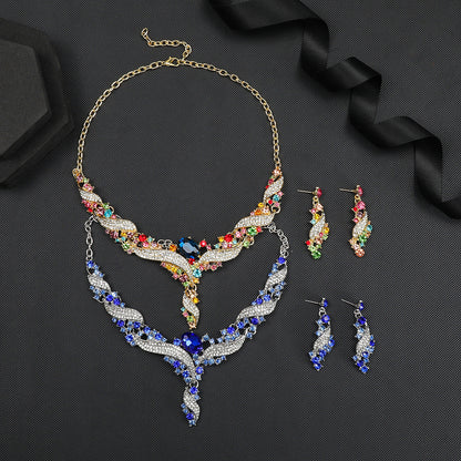 Trendy Colorful Pendant Necklace and Earring Set