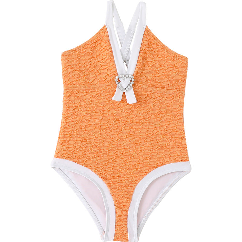 New Girls' One-Piece Swimwear With Ruffles Nylon Fabric