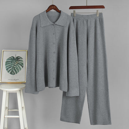 Oversized Knitted Lounge Set Casual Pullover and Pants