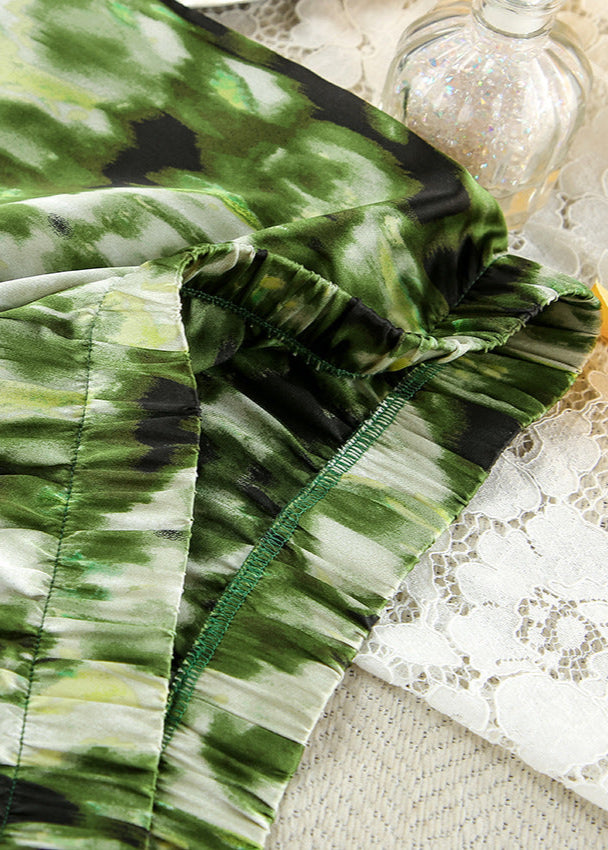 Satin Lounge Set With Abstract Print And Kimono Style