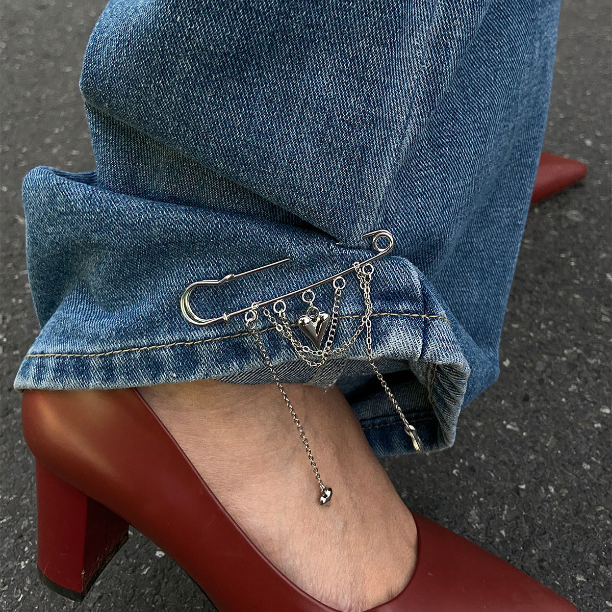 Heart-Shaped Pendant Ankle Chain Fashion Casual Metal Accessory