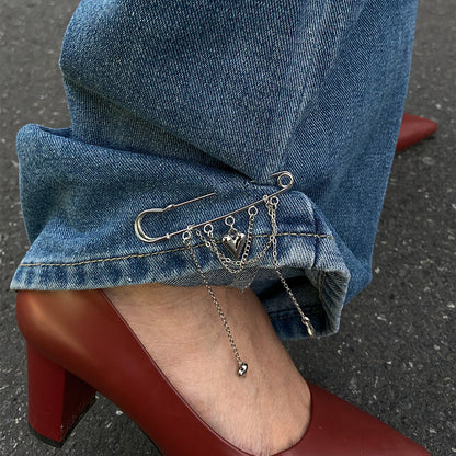 Heart-Shaped Pendant Ankle Chain Fashion Casual Metal Accessory