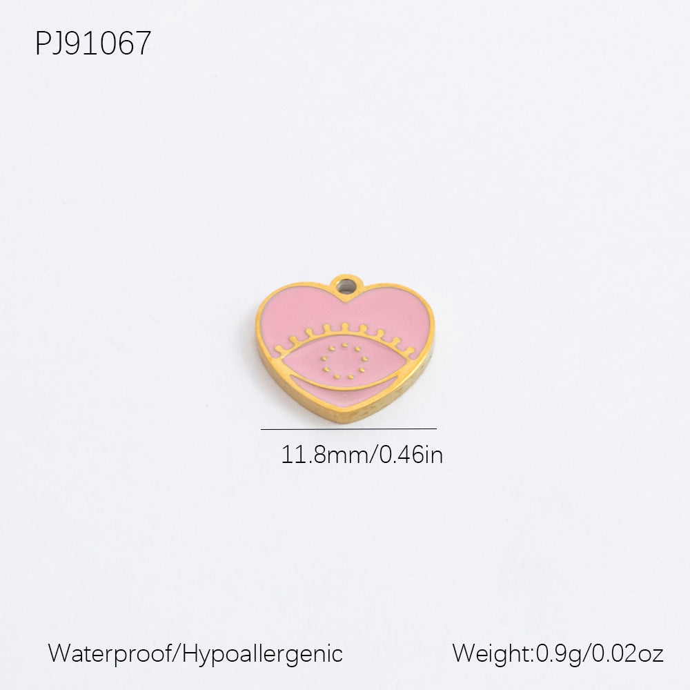 Cute Heart Pendant Stainless Steel Necklace with 18K Gold Plating