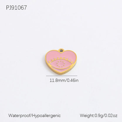 Cute Heart Pendant Stainless Steel Necklace with 18K Gold Plating