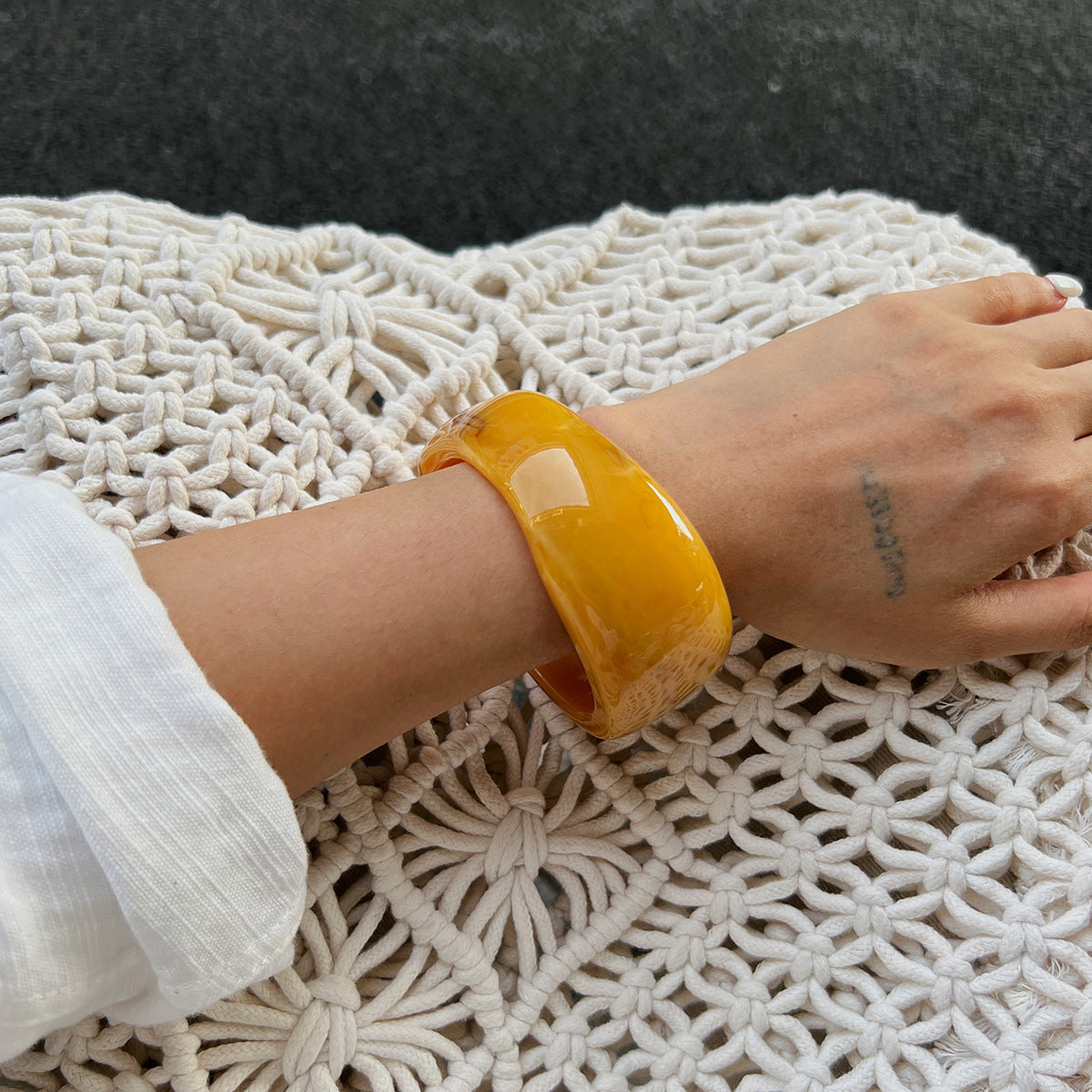 New Ombre Resin Geometric Coffee Wide Bracelet