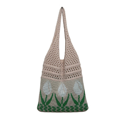 Vintage Flower Jacquard Knit SHoulder Bag