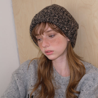 Knitted Wool Blend Beanie Hat for Women