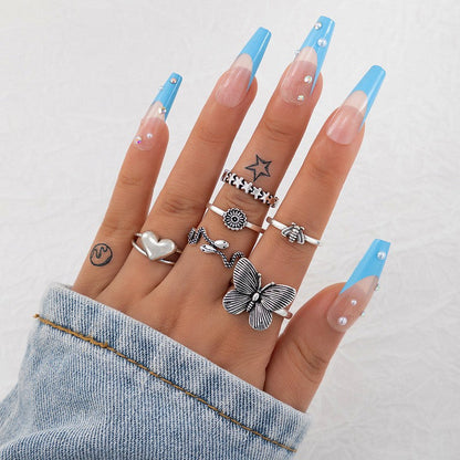 Halloween Gothic Skull Vintage Rings Punk Spider Snake Animal Ring Set