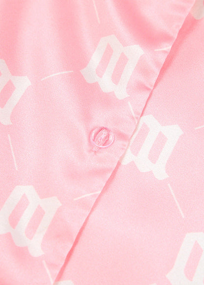 Satin Two Piece Lounge Set With Monogram Print