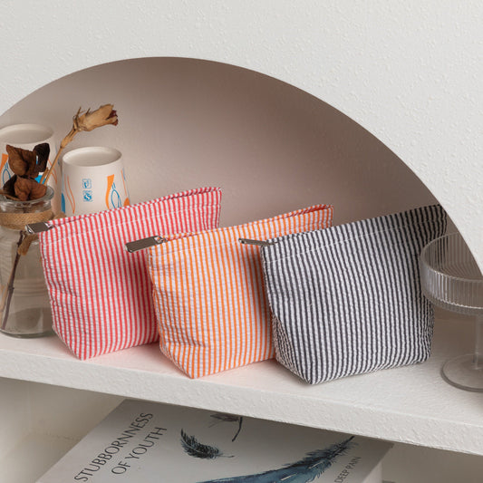 Simple Striped Color Block Makeup Bag