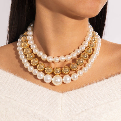 Trendy Ccb Letter Choker Necklace With Handmade Pearl Bow