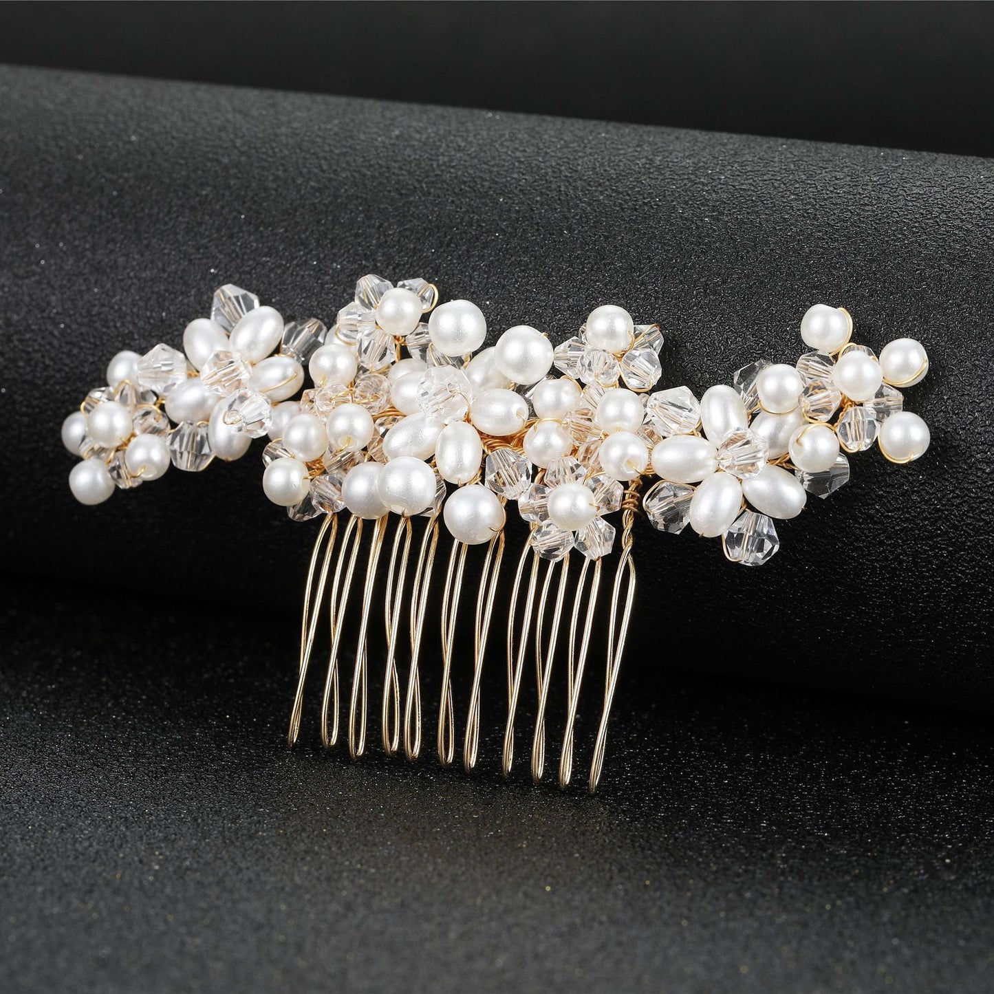 Bridal Wedding Hair Accessories Handcrafted Pearl Crystal Hair Comb