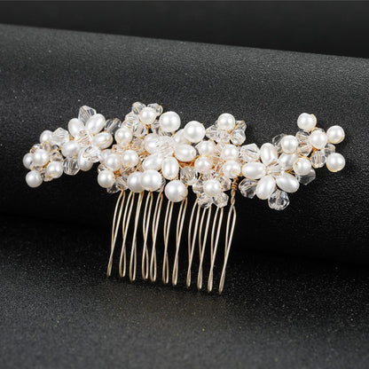 Bridal Wedding Hair Accessories Handcrafted Pearl Crystal Hair Comb