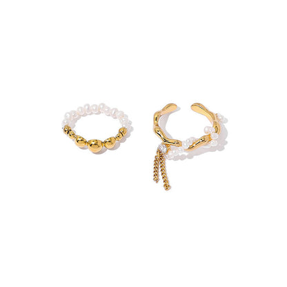 Vintage Gold Chain Tassel Open Adjustable Ring