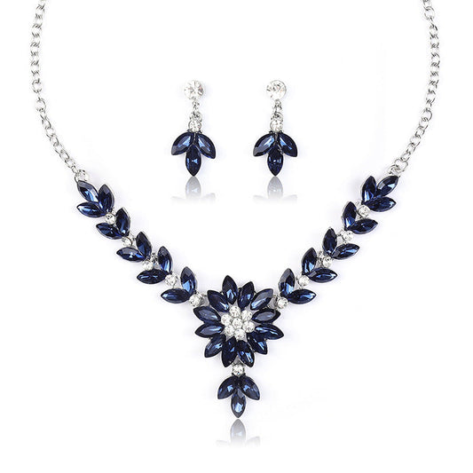 Vintage Crystal Color Block Necklace and Earrings Set