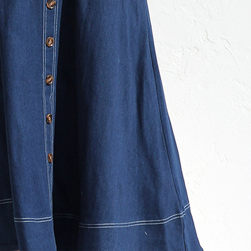Casual Sleeveless Distressed Denim Maxi Dress