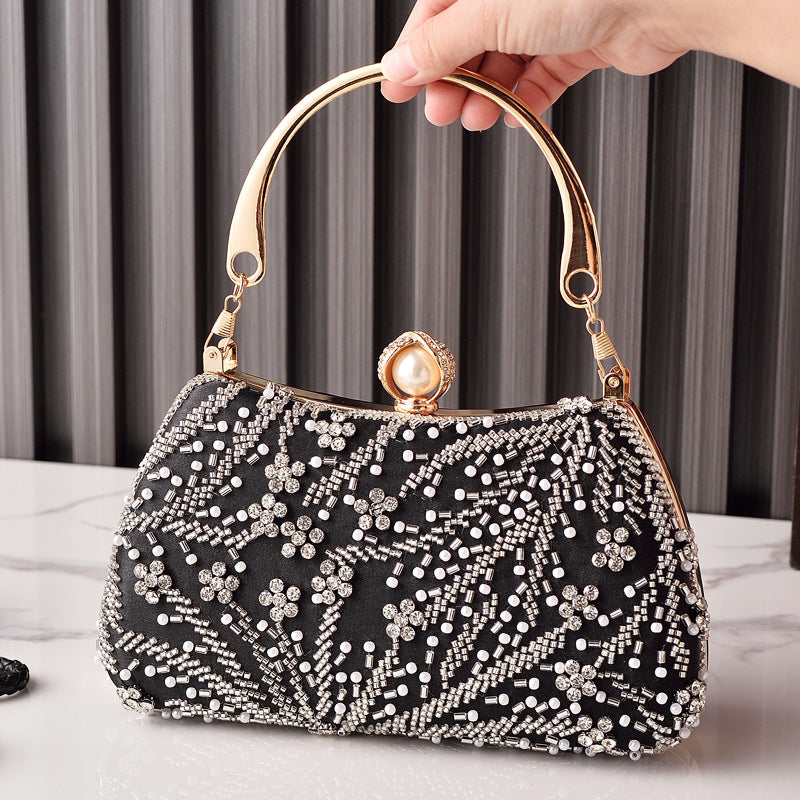 Embroidered Evening Clutch Bag in Silk for Weddings and Parties