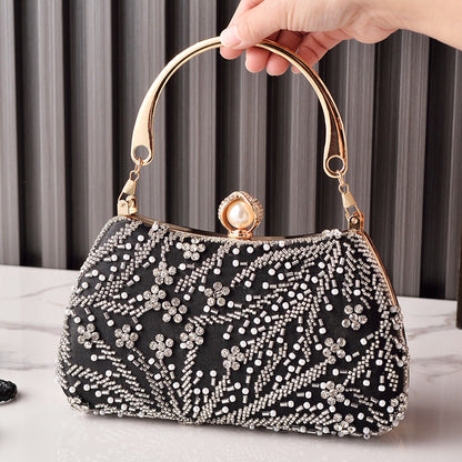 Embroidered Evening Clutch Bag in Silk for Weddings and Parties