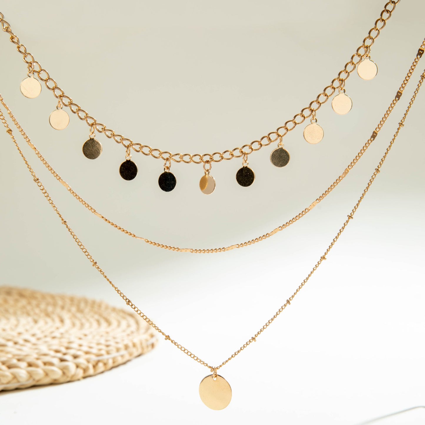 Geometric Layered Y-Shaped Alloy Necklace With Tassels And Rhinestones