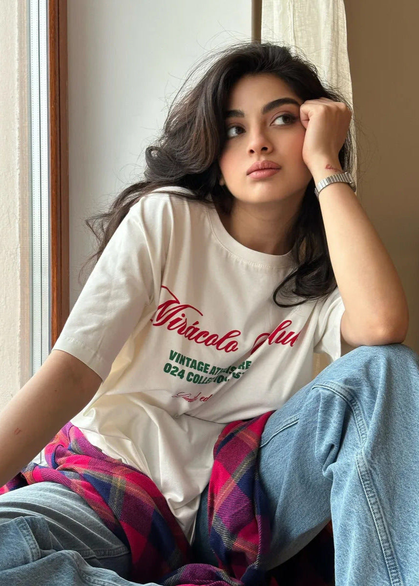 Oversized Cotton T Shirt With Graphic Lettering
