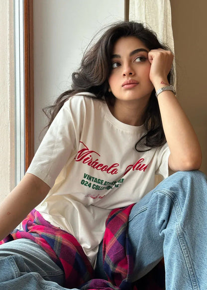Oversized Cotton T Shirt With Graphic Lettering