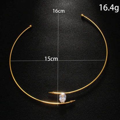 Minimalist Oval Zircon Geometric Choker Necklace