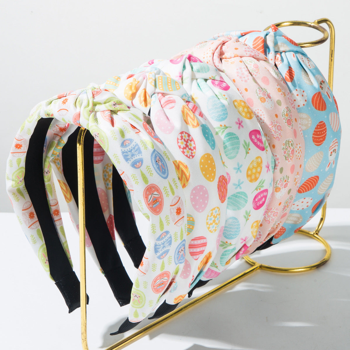 Trendy Easter Bunny Ear Headband Floral Knot Fabric Hairband