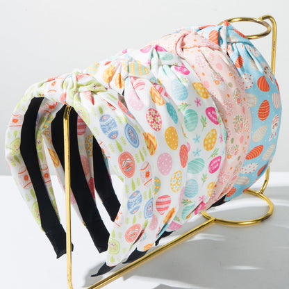 Trendy Easter Bunny Ear Headband Floral Knot Fabric Hairband