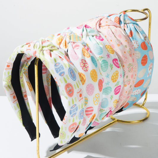 Trendy Easter Bunny Ear Headband Floral Knot Fabric Hairband