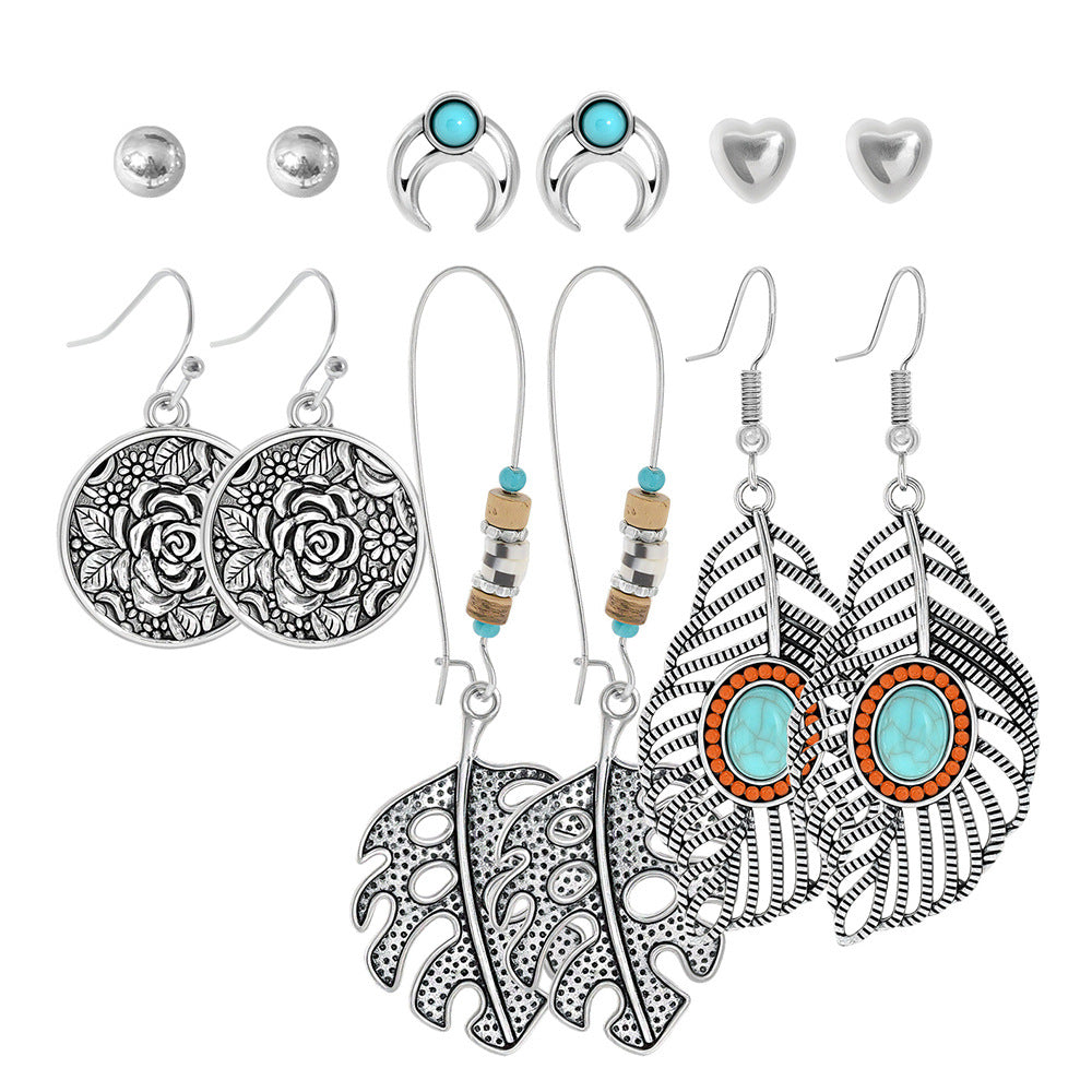 Trendy Bohemian Vintage Silver Earring Set