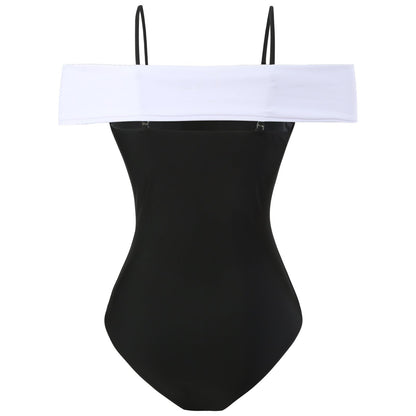 Color Block Bow Swimwear with Mesh Cover