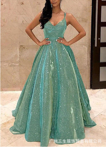Elegant A-Line Evening Gown with Sequin Detail