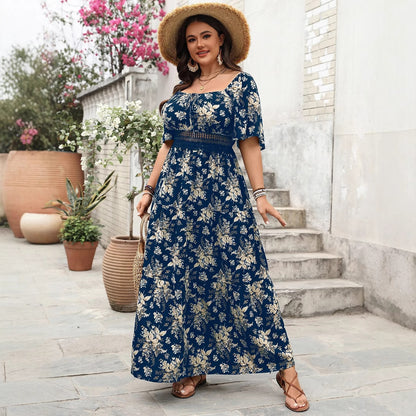 Retro Floral A-Line Dress Comfortable Casual